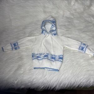 1950's Blue Bird Kids Bear Knit Zip Up Hooded Sweater Sweater‎ USA